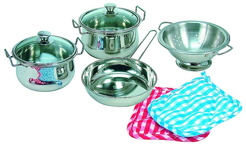 Metall Kochtopf Set für die Kinderküche, 8 tlg