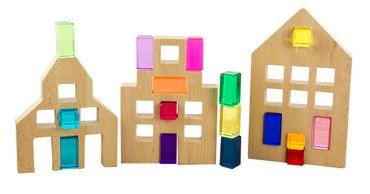 Holzhäuser für Acryl Würfel 3 Stück