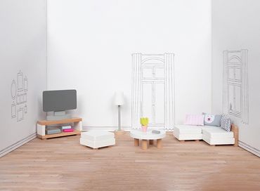 Puppenhaus Einrichtung Wohnzimmer Style 15tlg.
