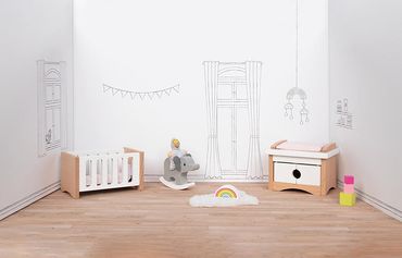 Puppenhaus Einrichtung Babyzimmer Style 12tlg. Holz