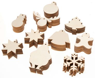 Weihnachtsanhänger aus Holz 100tlg.