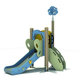 Spielanlage Farfalle für Kinder von 1 -3 Jahren, Aluminium in Holzoptik