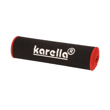 Karella Dartmatte Velour, 290 x 60 cm, in Schwarz-Rot mit Dartscheibe und Abwurflinie bei 237 cm Abstand