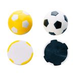 Winspeed Kickerball 35 mm in Gelb und Schwarz-Weiß – im Zweifarb-Spritzguss gefertigt, auch von unten gezeigt