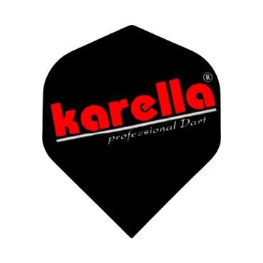 Karella Standard Flights in Schwarz mit rotem Logo – klassische Flights in 100 Micron Stärke