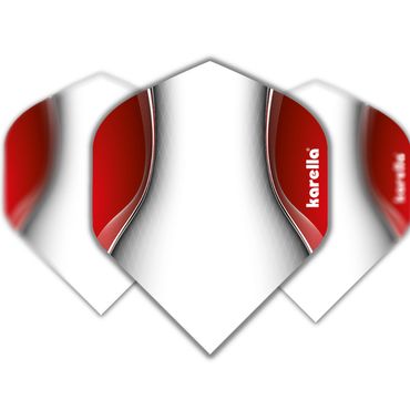 Karella Flights ShotGun – Standardform in 100 Micron Qualität, rot-weißes Design mit Karella-Logo