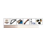 Pool-Zubehör-Set Robertson – zwei Queues, Kugeln, Triangel, Kreide, Bürste, Kugelreiniger mit Tuch, Ersatzleder