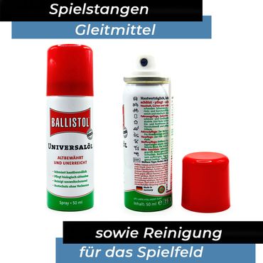 Ballistol Universalöl Spray 50 ml mit Mikrofasertuch – Gleitspray zur Pflege von Kickerstangen