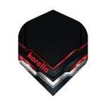Karella Flights XT-8 Dartflight – schwarz mit roten und silbernen Winkelkanten und Karella-Schriftzug