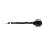 Karella Softdart XT-4 20 g – Barrel im Tungsten-Look mit Griffmulde, Seitenansicht mit Schaft und Flight, Kunststoffspitze fü