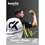 Karella Autogrammkarte Daniel Klose – Vorderseite mit Wurfmotiv, Unterschrift und #teamkarella für Sammler