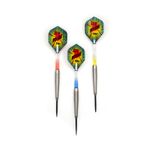 Karella Steeldart Comic Line CL-5 21 g – drei Steeldarts mit Metallspitze, Comic-Flights und farbigen Shafts