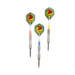 Karella Steeldart Comic Line CL-3 24 g – drei Steeldarts mit Metallspitze, Comic-Flights und farbigen Shafts