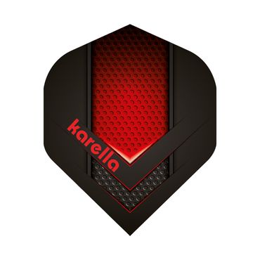 Karella Flights XT-4 in Schwarz-Rot mit Wabenmuster und Karella-Schriftzug, drei Flights im Set