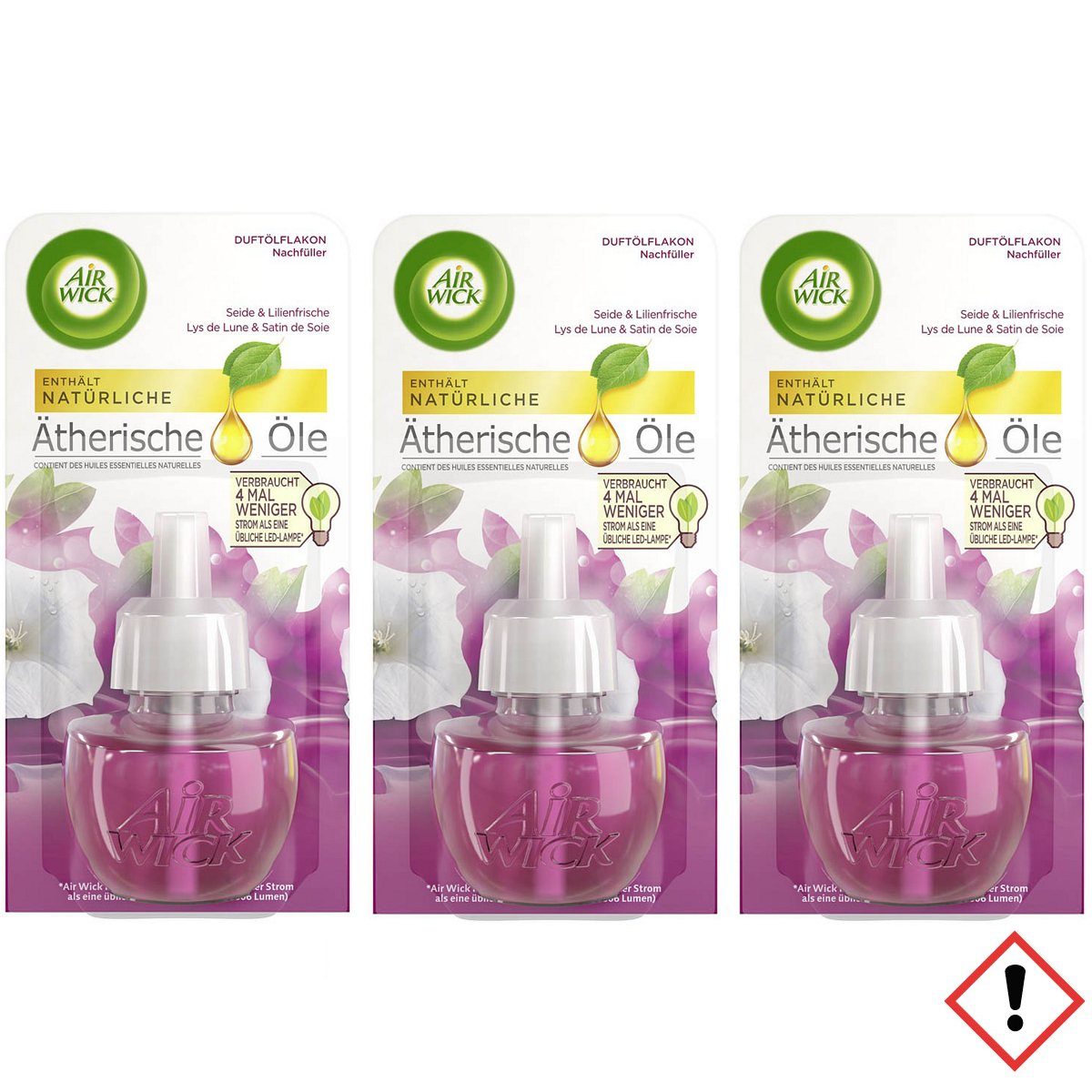 Air Wick Duftölflakon Nachfüller Seide und Lilienfrische 19ml 3er Pack