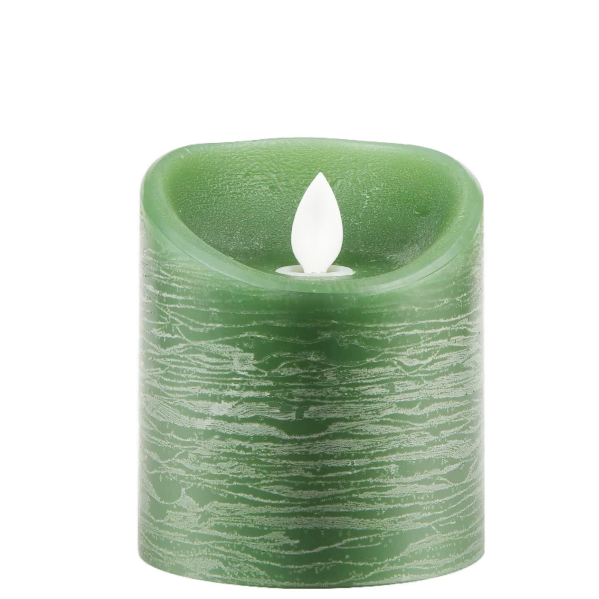LED Echtwachskerze mit Timer flackender Docht Jade Grün Höhe 10cm