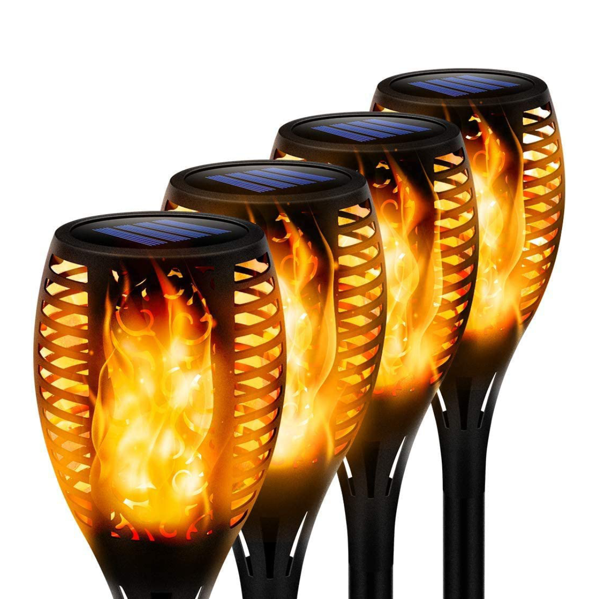 Lumisky 4er-Set Solarfackeln Mit Flammeneffekt – Warmweiße LED, 64,5 Cm Hoch, IP65 Spritzwassergeschützt, Bis 16 H Leuchtdauer – Ideal Für Garten, Terrasse & Wegebeleuchtung