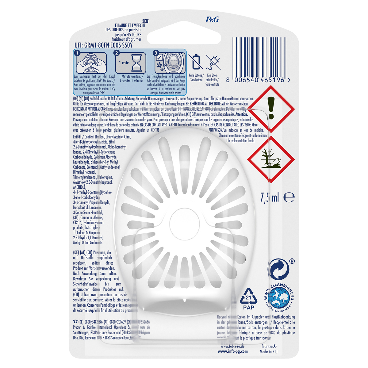 Febreze Bad Lufterfrischer Zitrusfrische 1 Stück, 7,5ml