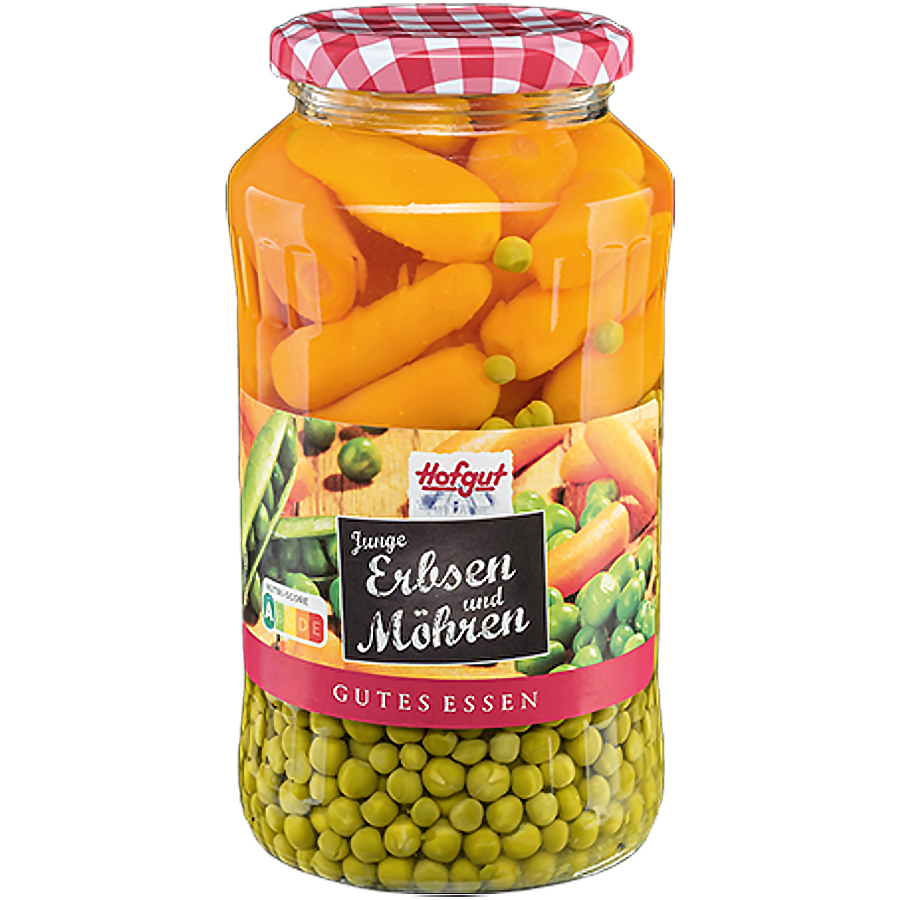 Hofgut Junge Erbsen sehr fein und Möhren im Glas vorgekocht 720ml