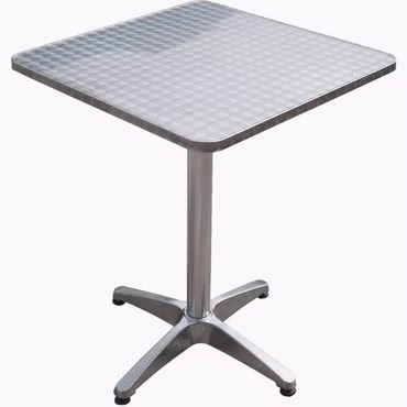 Bistrotisch 70 cm Hoch Quadratisch Klappbar Edelstahl Silber Poliert mit Verstellbaren Füßen - Ideal für Gartenpartys