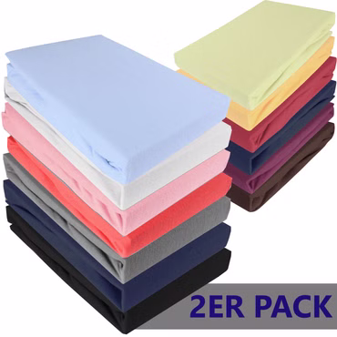 2er Pack Jersey Spannbettlaken - hautfreundliches & atmungsaktives Spannbetttuch aus 100% Baumwolle mit Rundumgummi gegen Verrutschen ÖkoTex100