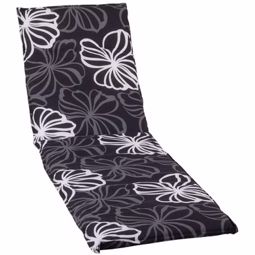 Auflage für Gartenliegen Barcelona – Liegenauflage mit Komfortschaumkern, Dessin: Black Flower