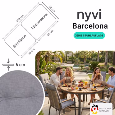 Gartenstuhl-Auflage Barcelona – Niedriglehnerauflage für Gartenstühle, Anzahl: 1x, Dessin: Mittelgrau