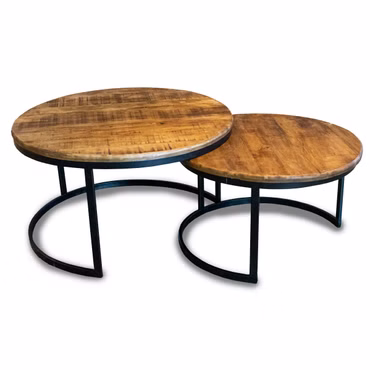 Beistelltisch Set aus Mangoholz Natur / Schwarz