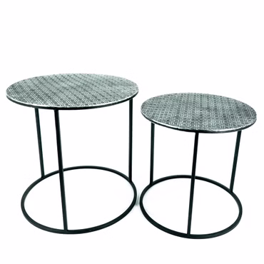 Beistelltisch Set: 2 Tische – Wohnzimmertisch – Set besteht aus 1 großer  Ø40 cm H: 40 cm & 1 kleiner Abstelltisch Ø35 cm H: 35 cm