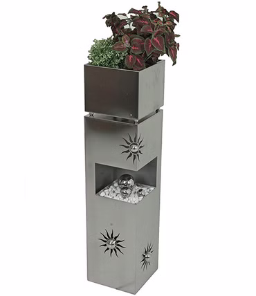 Garden Pleasure Pflanzsäule SONNE 102cm Edelstahl mit Sonnenmotiv - wetterfest und Outdoor geeignet