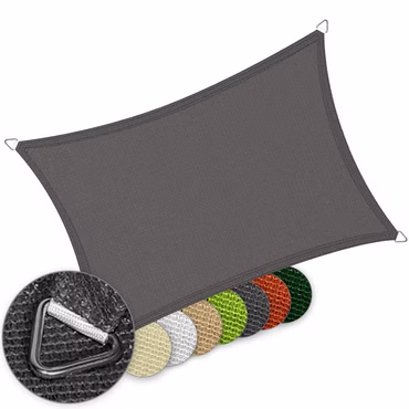 Sonnensegel SunComfort Rechteckig - Profi Sonnenschutz aus HDPE-Gewebe, Farbe: Graphit, Größe: 2.00 x 4.00 m