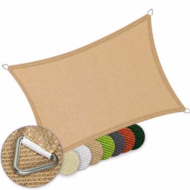 Sonnensegel SunComfort Rechteckig - Profi Sonnenschutz aus HDPE-Gewebe, Farbe: Sand, Größe: 3.00 x 4.00 m