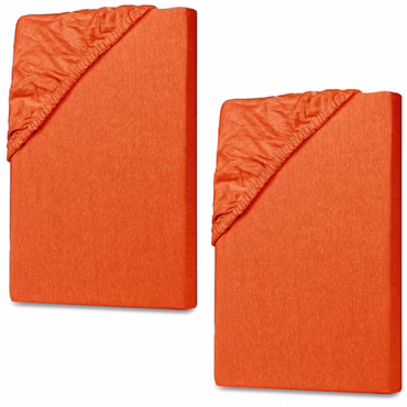 Kinder Spannbettlaken 70x140cm 2er Set – Spannbetttuch aus 100% Baumwolle in verschiedenen Farben, Farbe: Orange