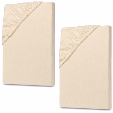 Kinder Spannbettlaken 70x140cm 2er Set – Spannbetttuch aus 100% Baumwolle in verschiedenen Farben, Farbe: Schnee / Creme