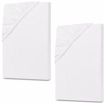 Kinder Spannbettlaken 70x140cm 2er Set – Spannbetttuch aus 100% Baumwolle in verschiedenen Farben, Farbe: Weiß
