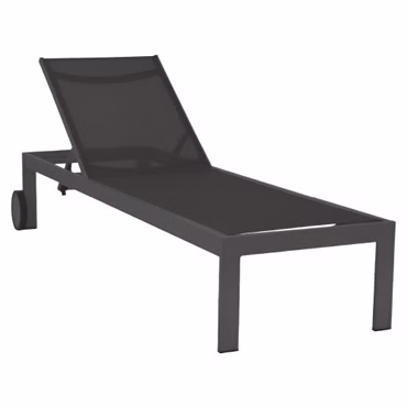 Acamp Komfort Gartenliege Rimini Anthrazit Carbon 198x60x35cm - Wetterfest, mehrfach verstellbare Rückenlehne, atmungsaktives Gewebe