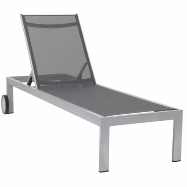 Acamp Komfort Gartenliege Rimini Platin Graphit 198x60x35cm - Wetterfest, mehrfach verstellbare Rückenlehne, atmungsaktives Gewebe