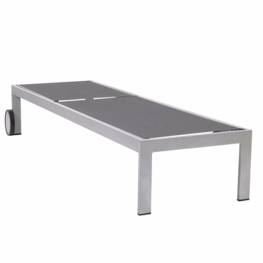 Acamp Komfort Gartenliege Rimini Platin Graphit 198x60x35cm - Wetterfest, mehrfach verstellbare Rückenlehne, atmungsaktives Gewebe