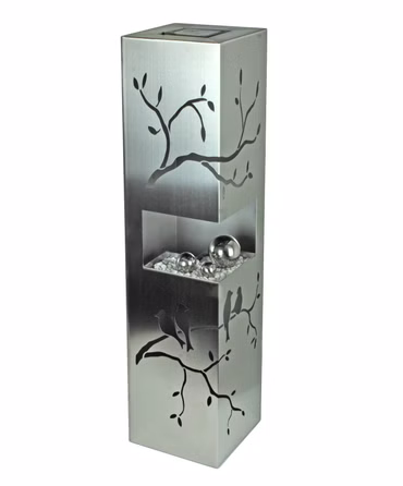 Garden Pleasure Säule VÖGEL AUF ZWEIG - Edelstahl - Solarleuchte warm-weiß