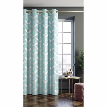 Vorhang Floris 140x250 cm mit Ösen - Einseitige Muster, Anzahl: 2 Stück, Farbe: Azure