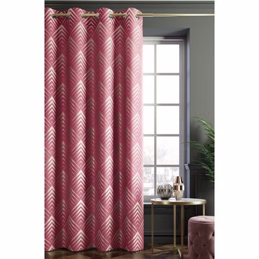 Vorhang Piramides 140x250 cm mit Ösen - Einseitige Muster, Anzahl: 2 Stück, Farbe: Rose