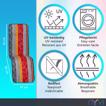 Gartenmöbel Auflage Hawaii - Polsterauflage mit Halteband, Dessin: Blau Weiß Gestreift, Größe: 1x Relaxliegenauflage