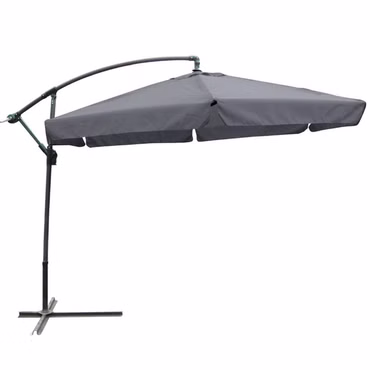 Ampelschirm Anthrazit Ø 300 cm sechseckig - UV-Schutz 30, Stahlgestell, inkl. Ständer, perfekt für Garten & Terrasse