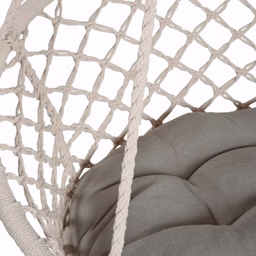 Hängesessel BARBUDA mit Kissen in Weiß - Schwebesessel Hängeschaukel mit Stahlgestell, Baumwolle/Polyester Bezug, Ideal für Garten & Innenbereich