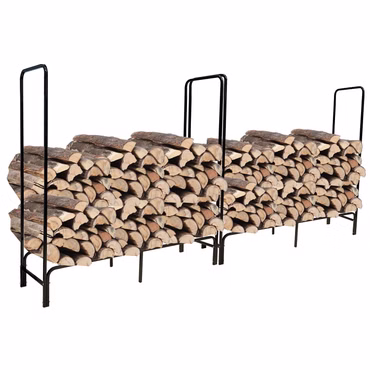 Kaminholzregal Schwarz inkl. Abdeckung - Brennholzregal aus Metall für bis zu 150 kg Holz
