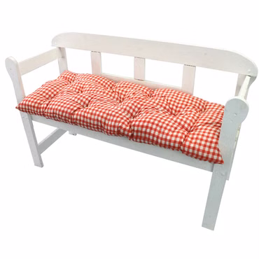 Bankauflage Ibiza - Polsterauflage für Gartenbänke Gemütlich & Langlebig, Farbe: Karo-Rot, Größe: 140 x 45 cm