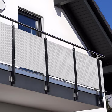 Polyrattan Balkon Sichtschutz Privafence - Balkonbespannung - UV-fest, Witterungsbeständig, 100% Blickdicht, Farbe: Weiß RD07, Größe: 100x300 cm