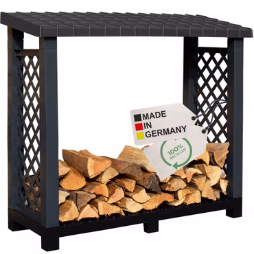 Kaminholzregal NYVIGreen 114x102x47 cm Anthrazit - Brennholzregal aus wetterfestem & recyceltem Kunststoff