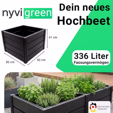 Hochbeet NYVIGreen - Gartenbeet aus wetterfestem & recyceltem Kunststoff - Pflanzenbeet, Ausführung: M 82x82x61cm 336 Liter