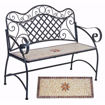 NYVI Gartenbank Amarillo 115x57x97 cm Schmiedeeisen und Keramik